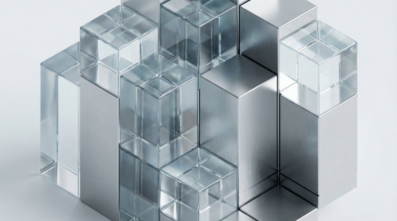 Composition abstraite isométrique symbolisant la construction d'un portefeuille d'affaires