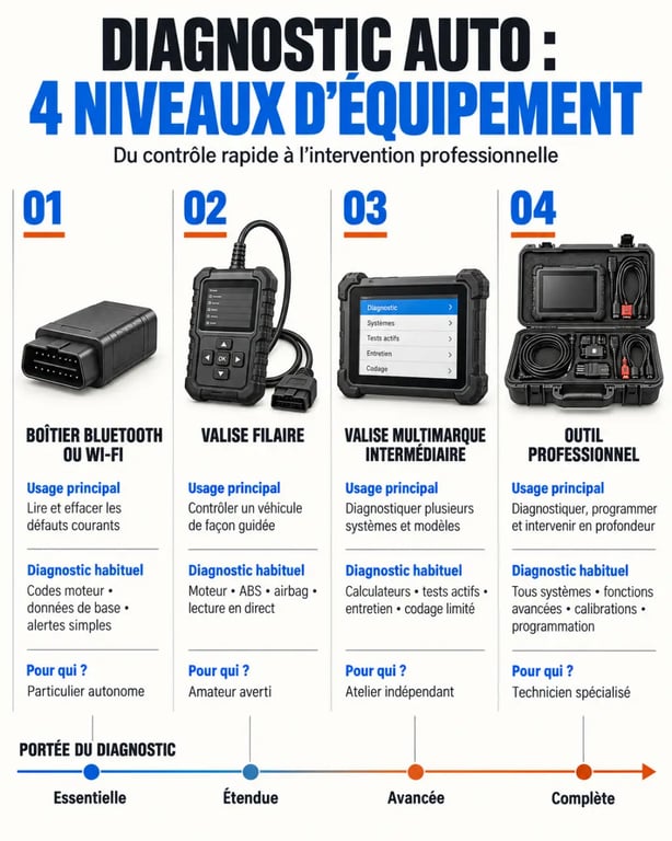 Comparaison des types d’obd valise selon les fonctions et les utilisateurs