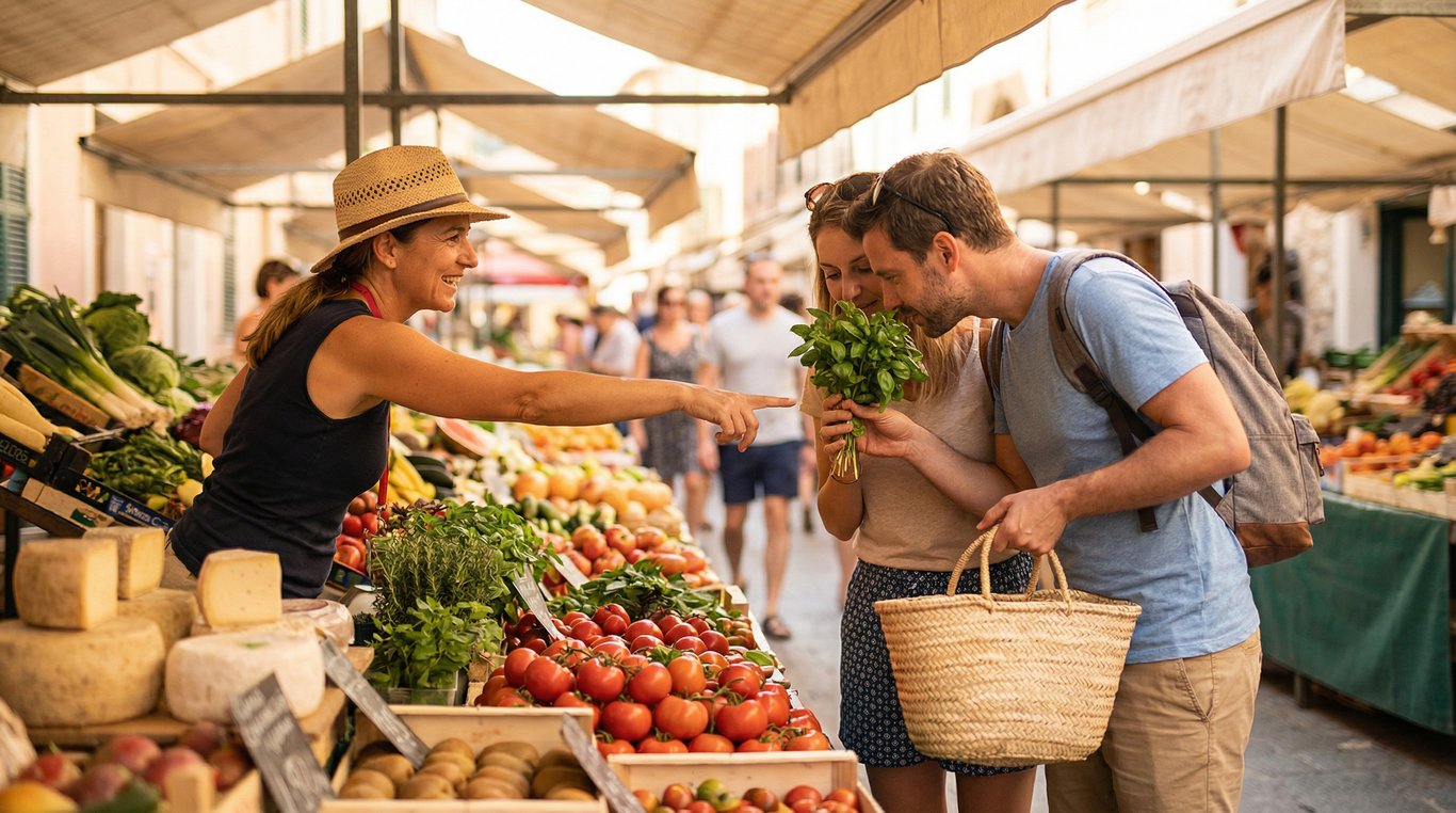 Étal d'épices colorées sur un marché