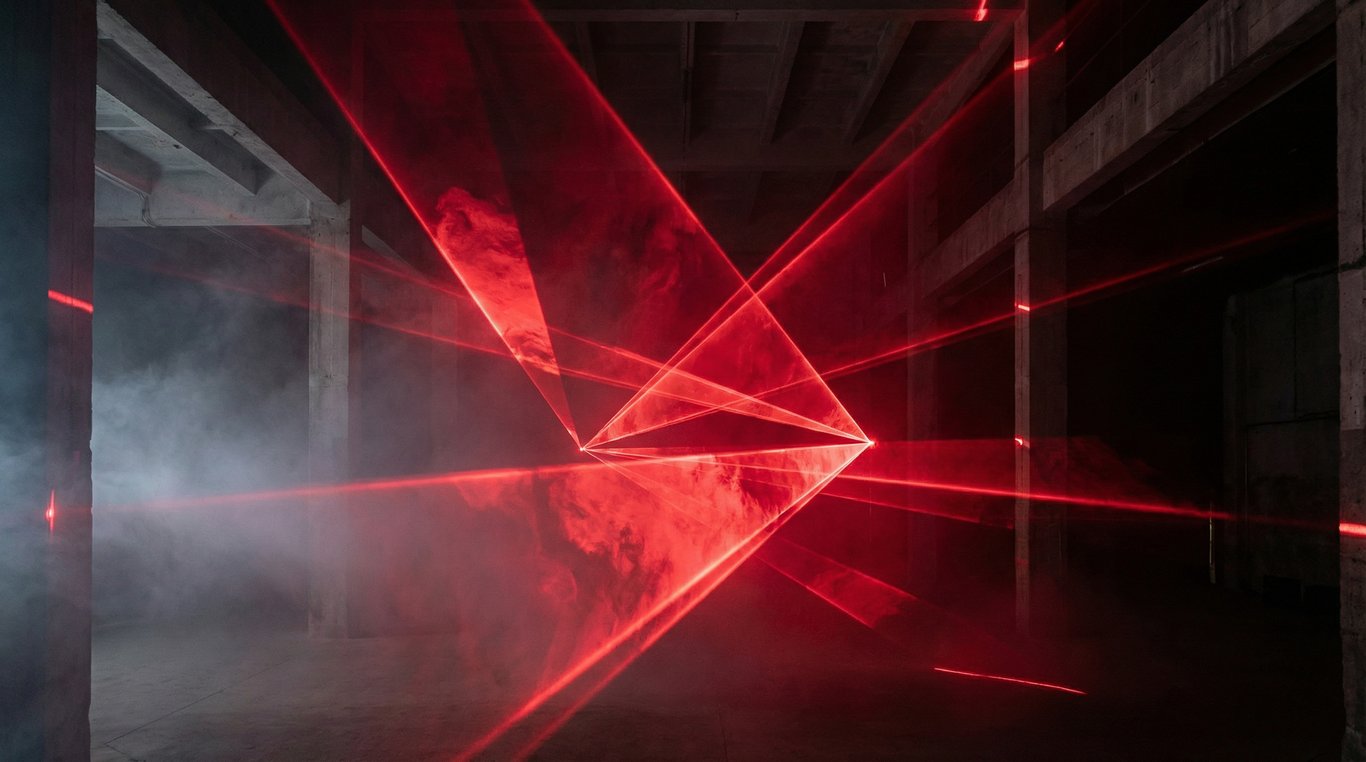 Mapping vidéo abstrait projeté sur une structure métallique