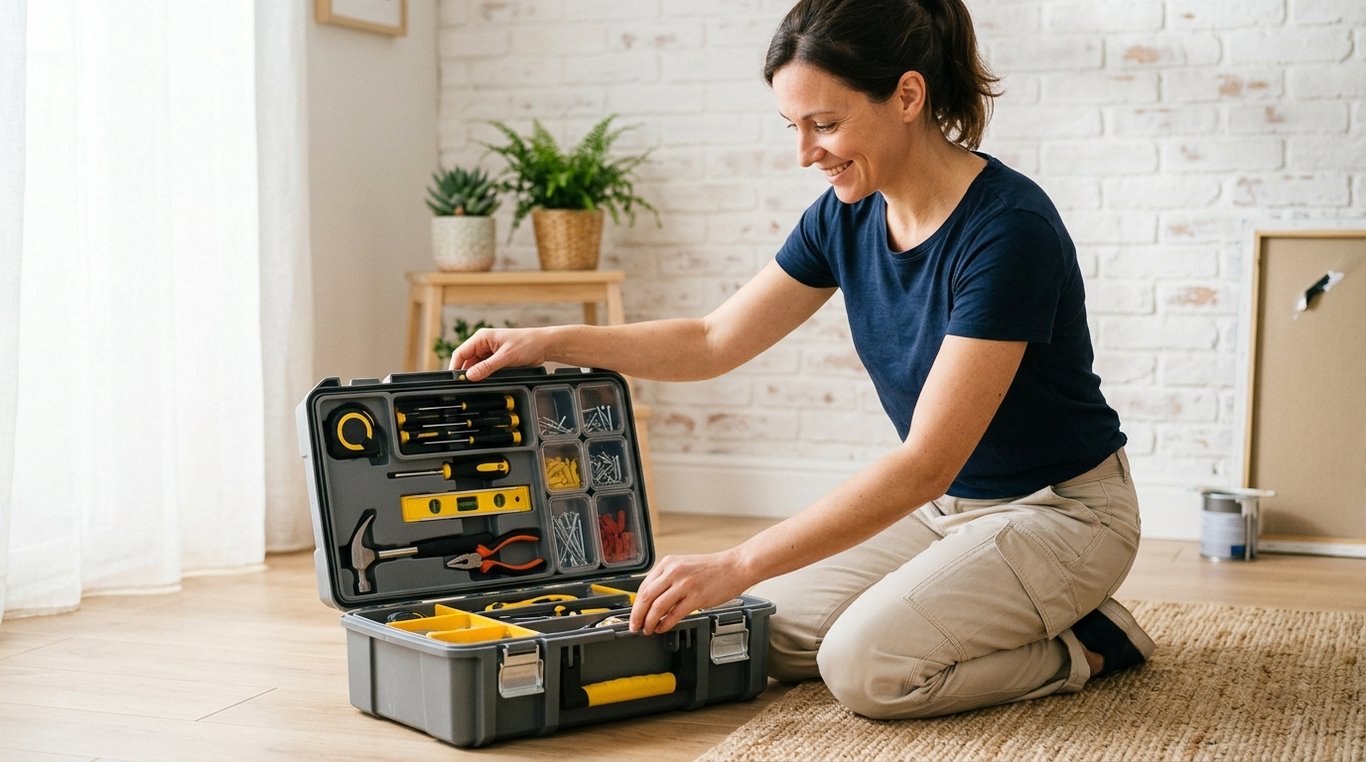 Coffret de mini-outils pour bricolage léger, organisé et prêt à l’emploi