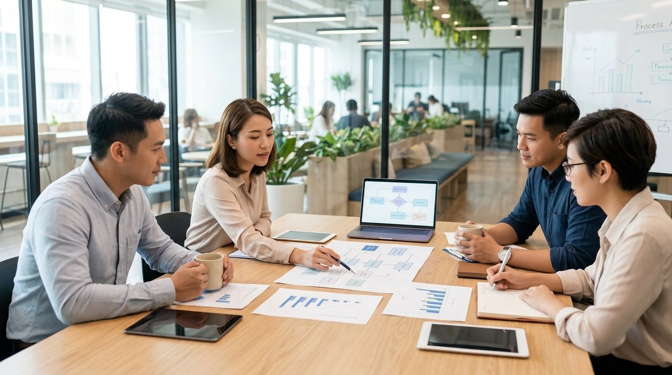 Visuel illustrant une transformation d’entreprise pour améliorer la performance