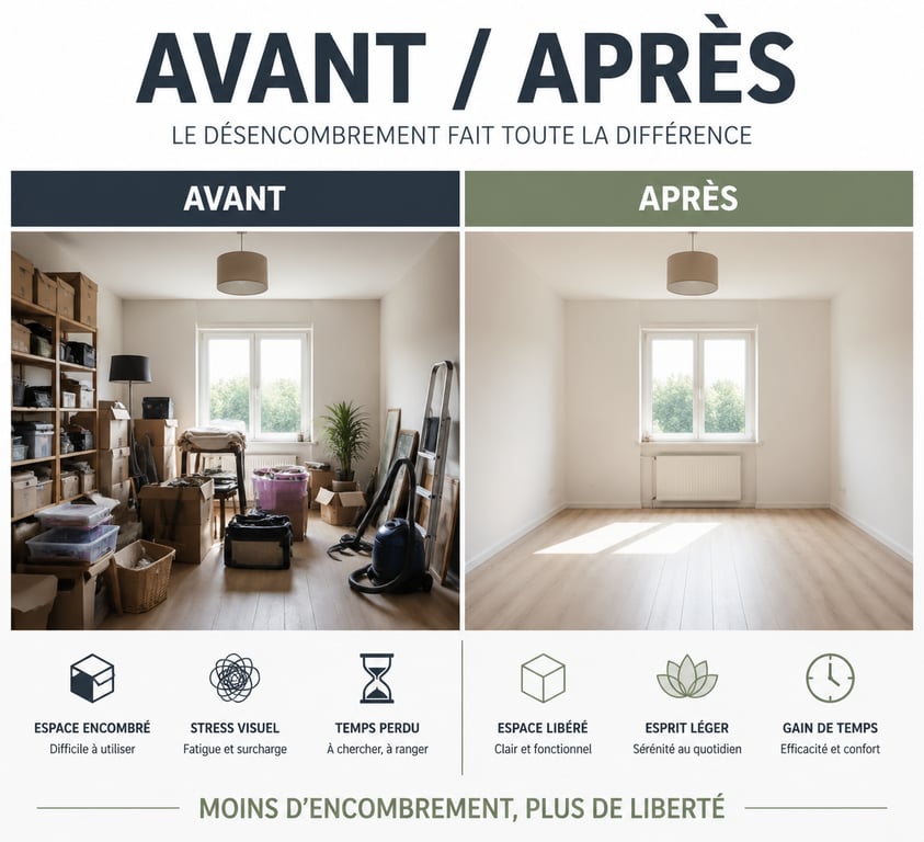 Avant-après d'un débarras de logement par une société de débarras professionnelle