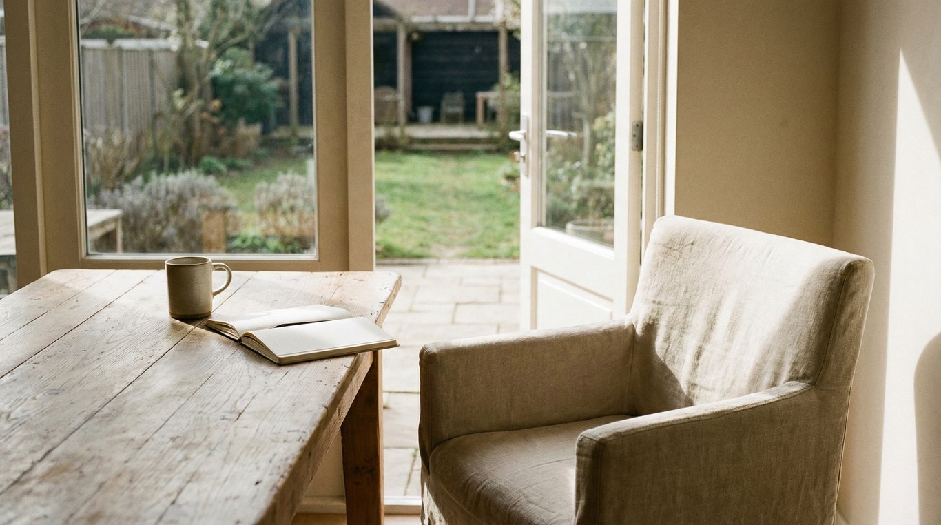 Bureau de curateur minimaliste, symbolisant l'accueil et le contact