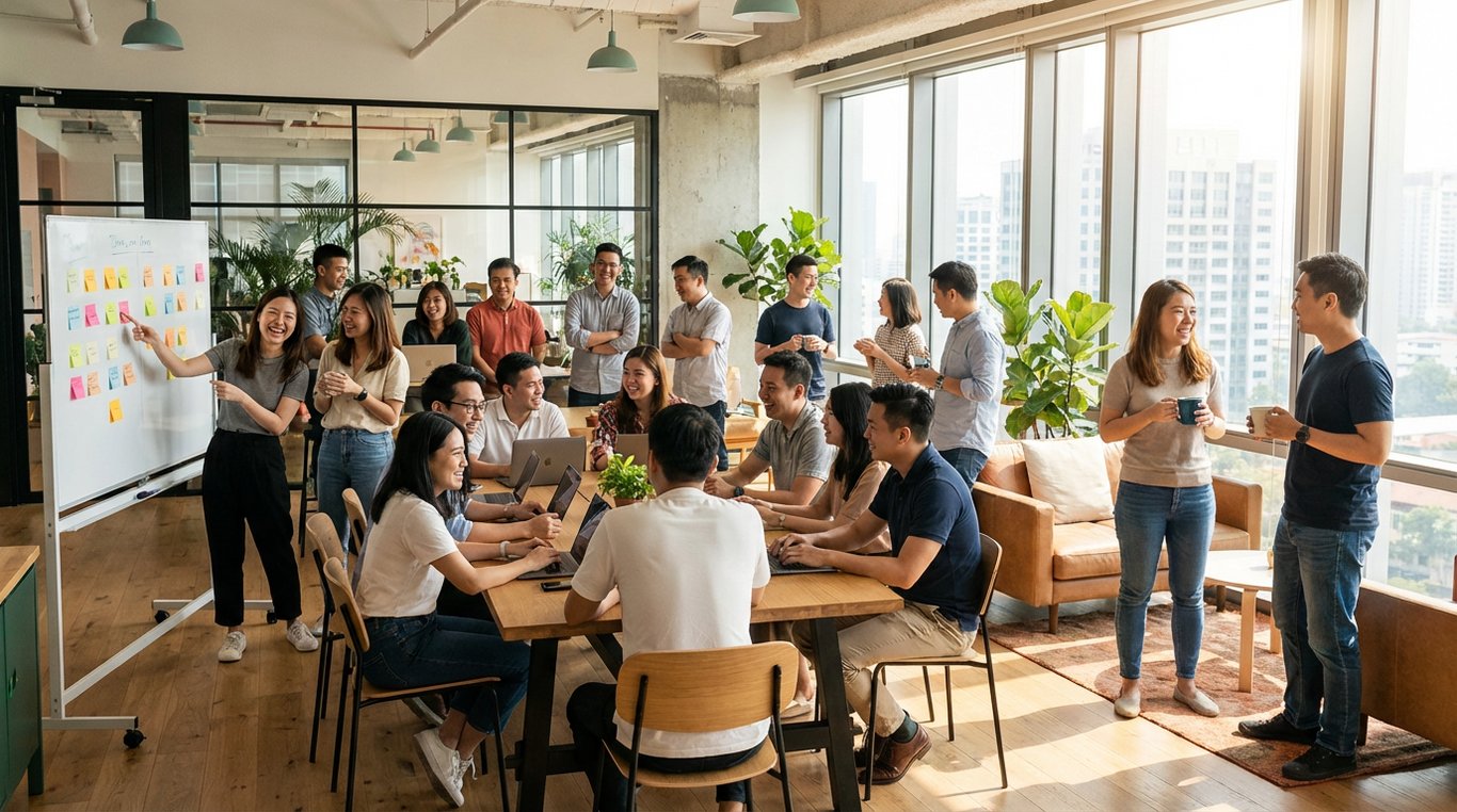 Portrait de groupe de professionnels de santé souriants et confiants dans un hall d'hôpital moderne