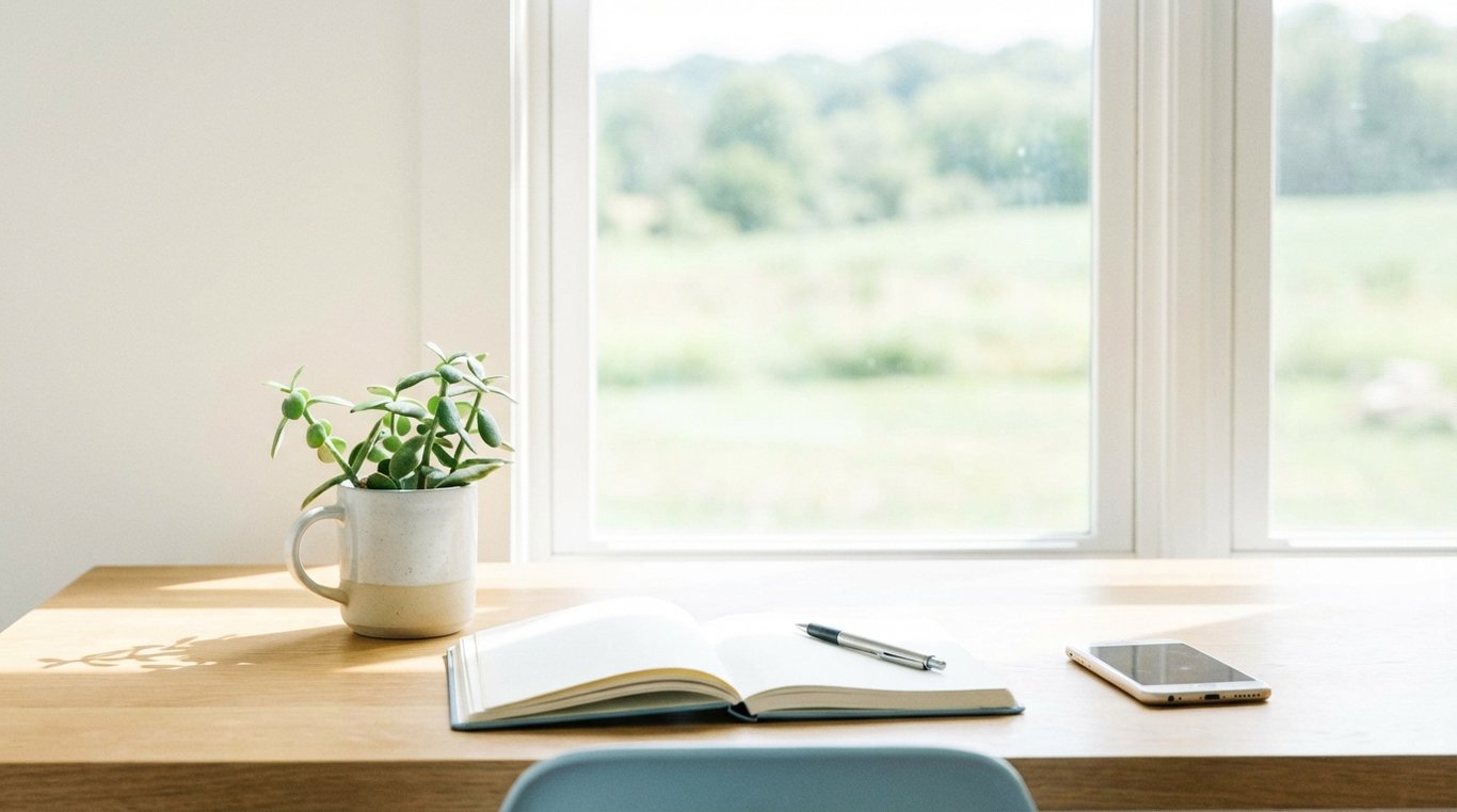 Romain souriant tenant un bol de fruits frais, ambiance lumineuse et apaisante