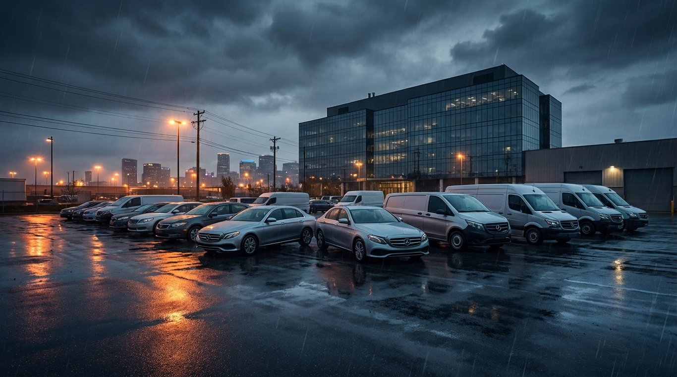 Mécanicien effectuant un diagnostic sur un véhicule d'entreprise