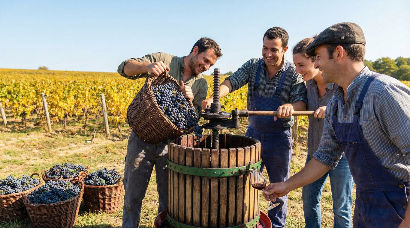 Panier de vendanges rempli de raisins
