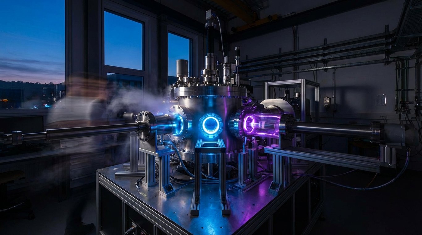 Vue éclatée en 3D d'un moteur thermique intégrant des composants électriques brillants, style ingénierie de haute précision