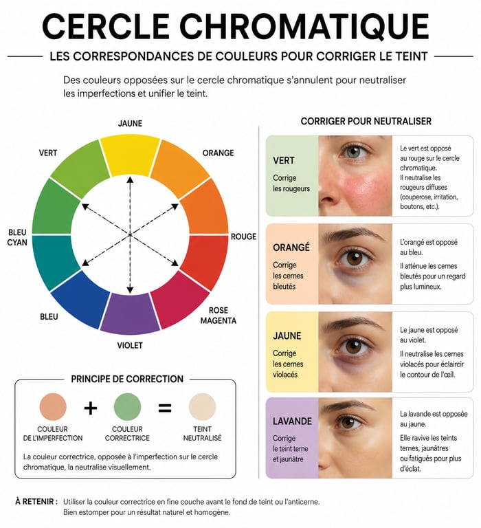 Infographie explicative sur la colorimétrie et le choix du meilleur correcteur de teint