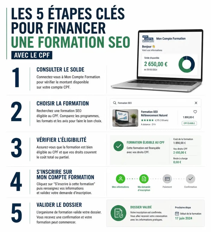 Étapes pour financer une formation SEO avec le CPF