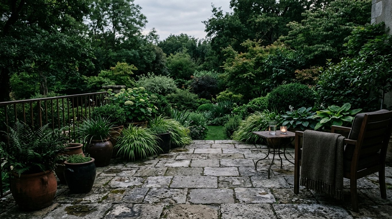 Terrasse végétalisée : textures de feuillages, bordures et finitions premium