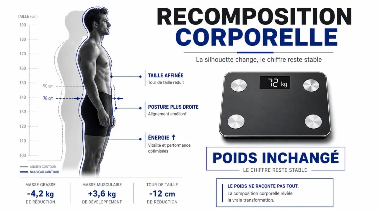 Muscle graisse plus lourd : silhouette affinée et poids inchangé sur la balance