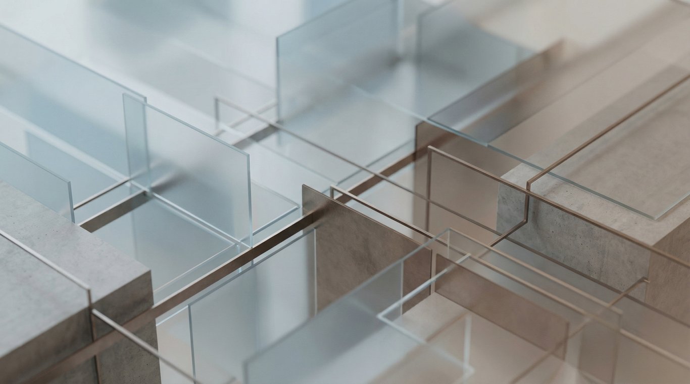 Illustration abstraite représentant des données ordonnées, style Bauhaus minimaliste