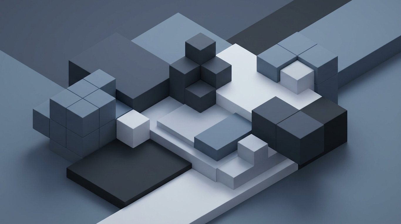 Composition abstraite et géométrique en 3D isométrique