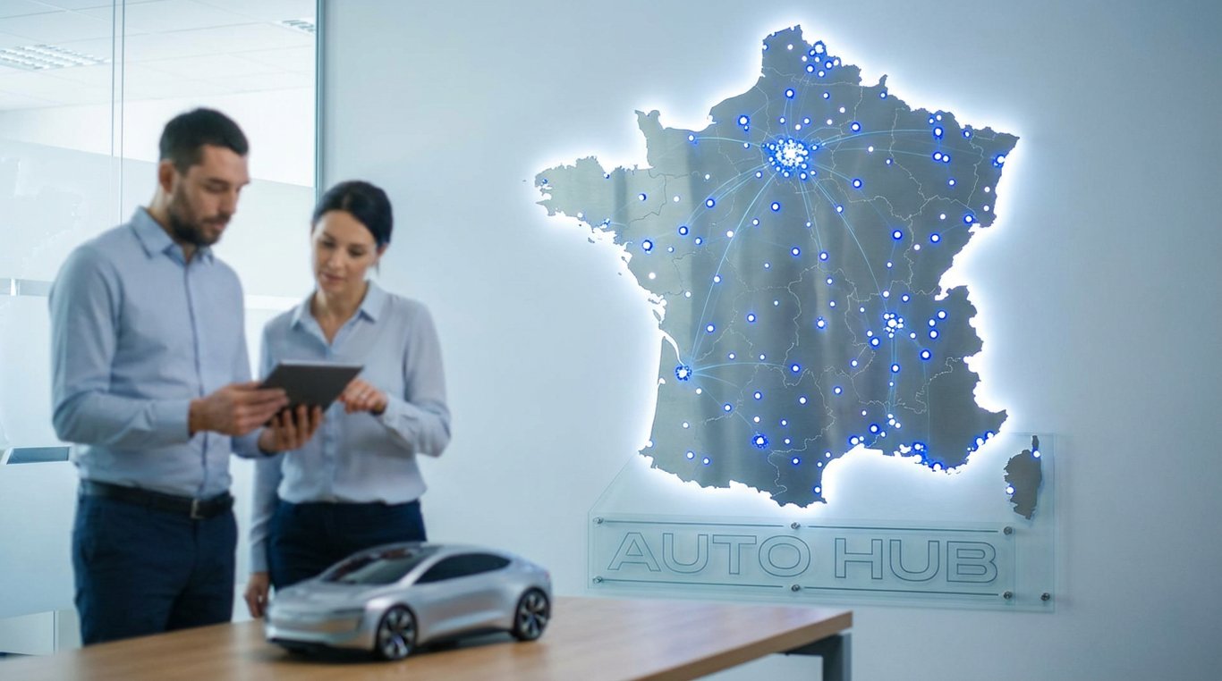 Capture d'écran de l'annuaire interactif Auto Hub présentant les partenaires