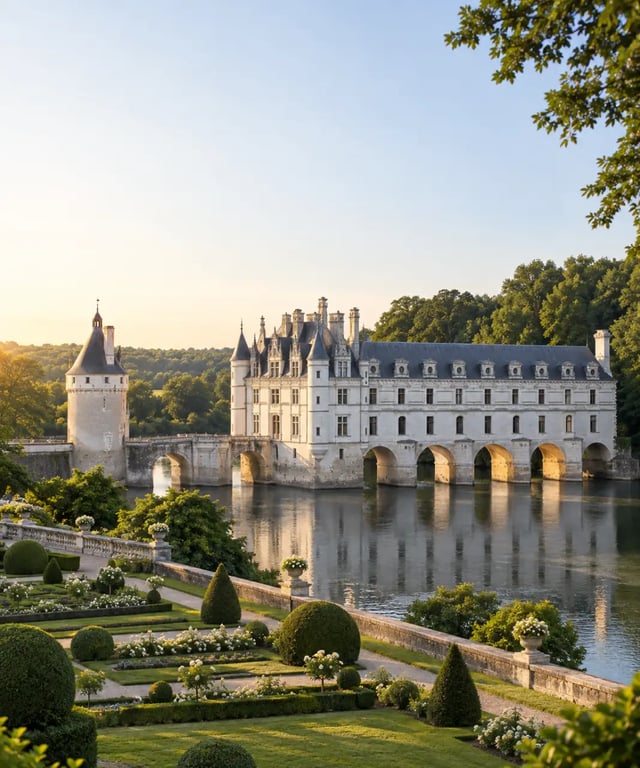 Tourisme Val de Loire Touraine : château de Chenonceau au bord du Cher