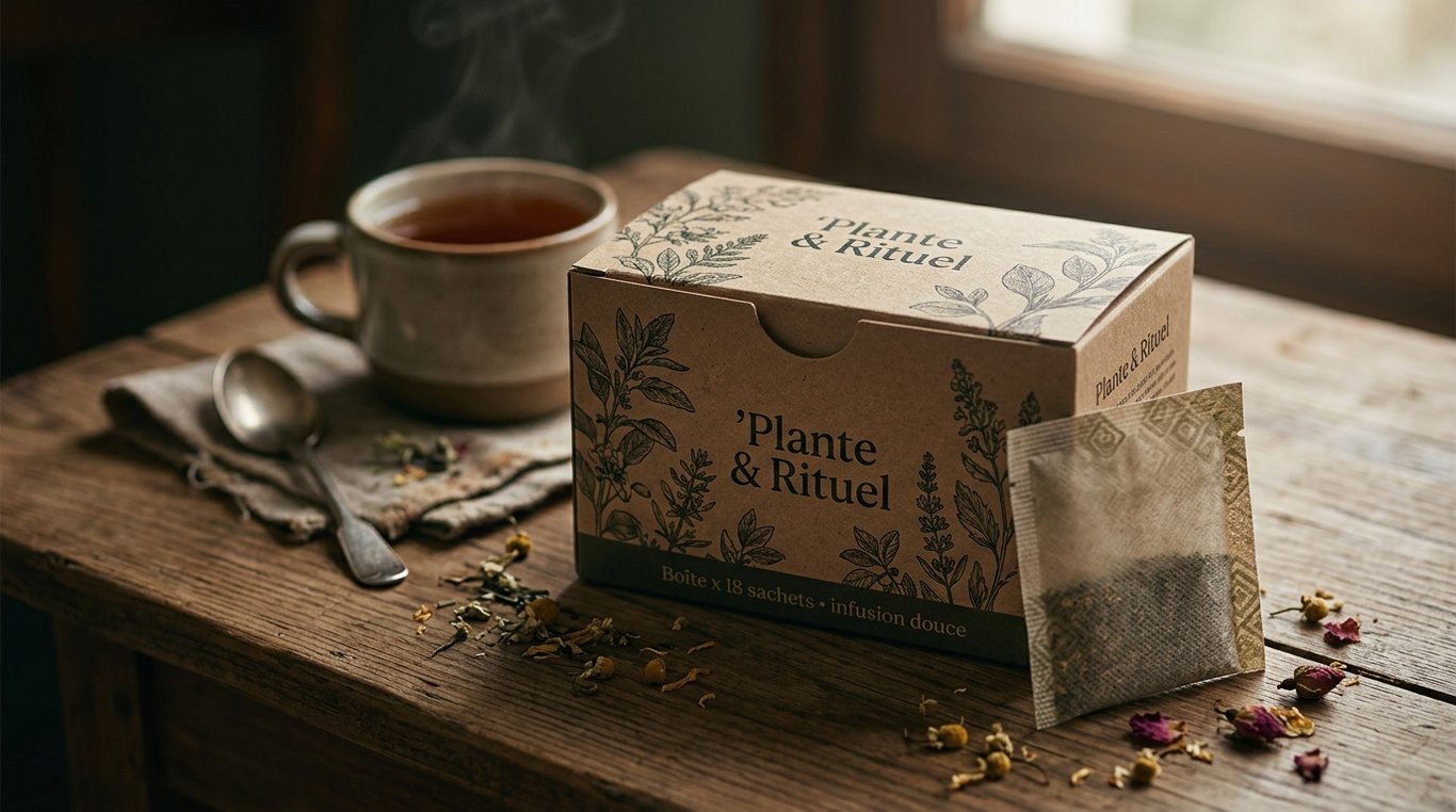 Tisane dans une tasse en céramique artisanale