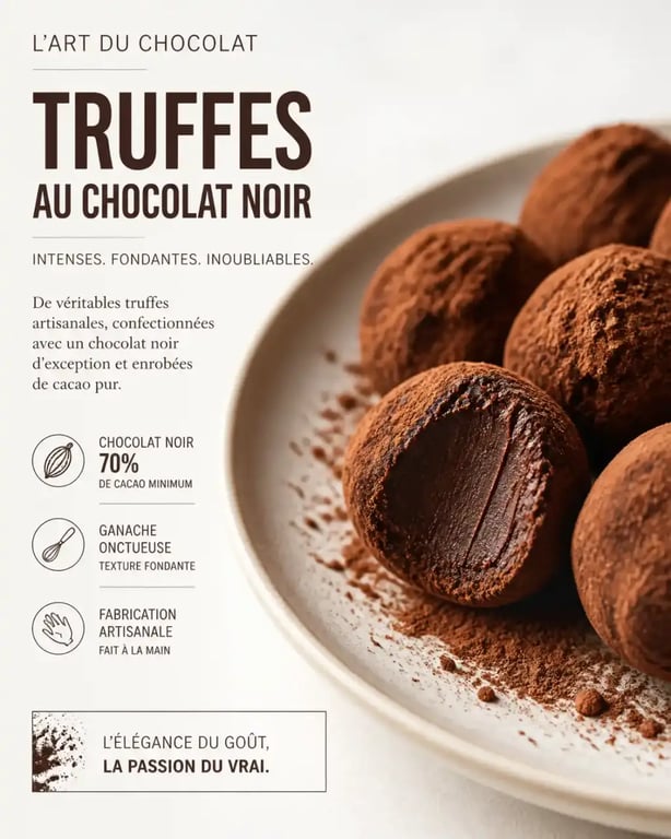 Truffes au chocolat noir artisanal pour les meilleurs chocolatiers français
