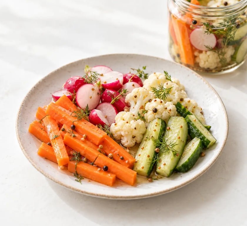 Recette de légumes fermentés maison servis en assortiment coloré