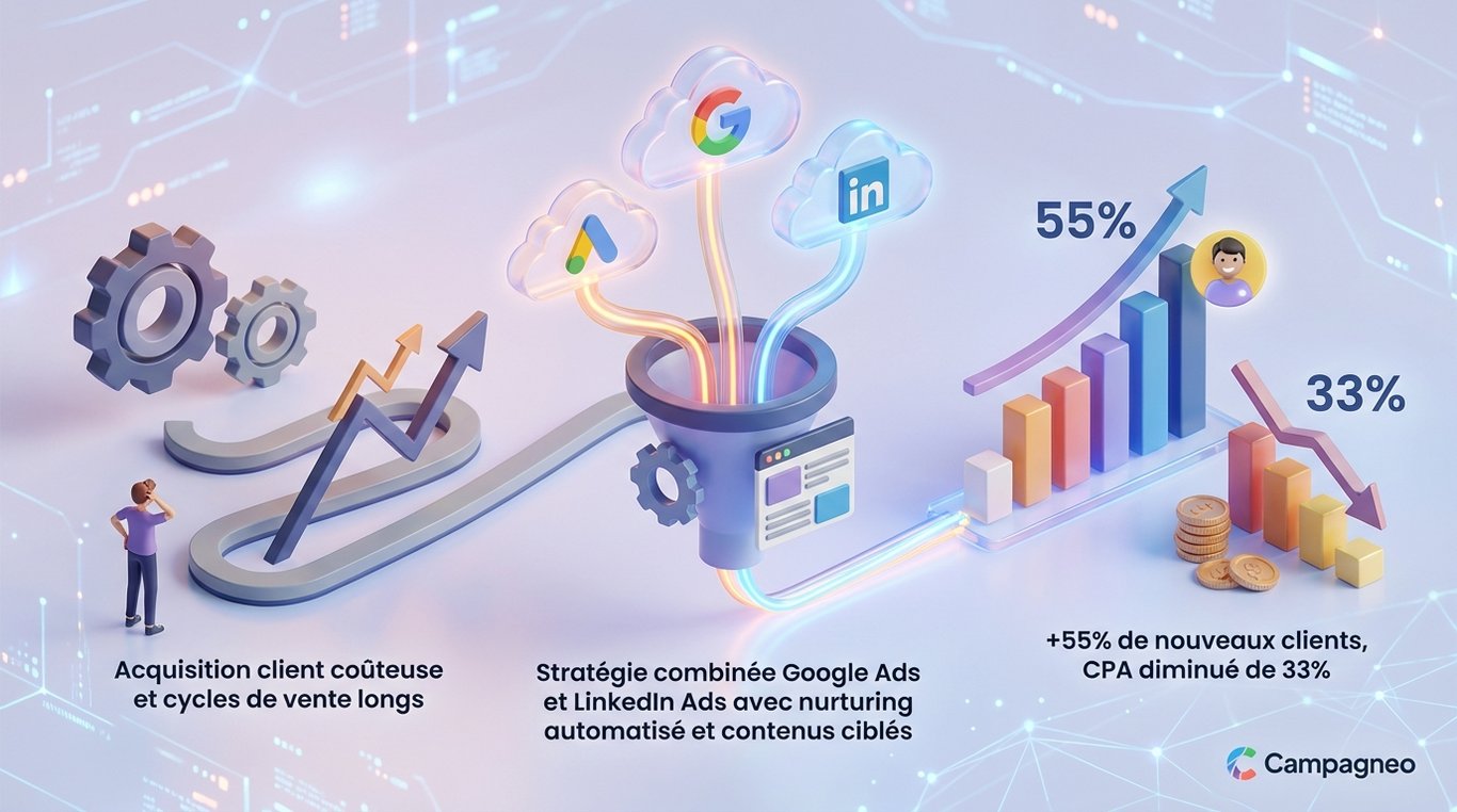 Visuel startup SaaS - dashboard analytique et chiffres clés