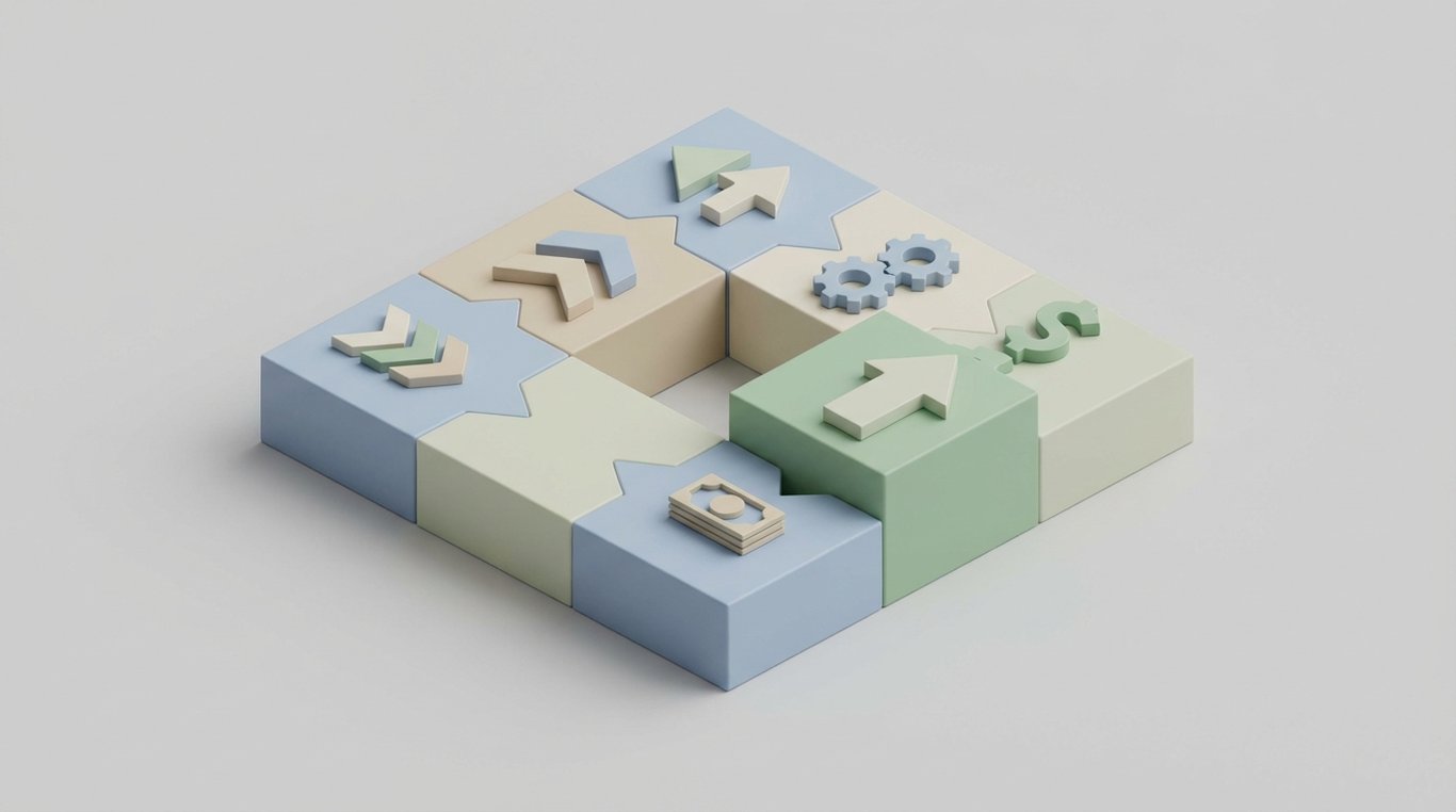 Composition isométrique abstraite de blocs d'entreprise