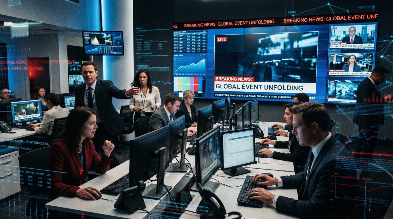 Salle de marché moderne avec des écrans affichant des données en chute libre
