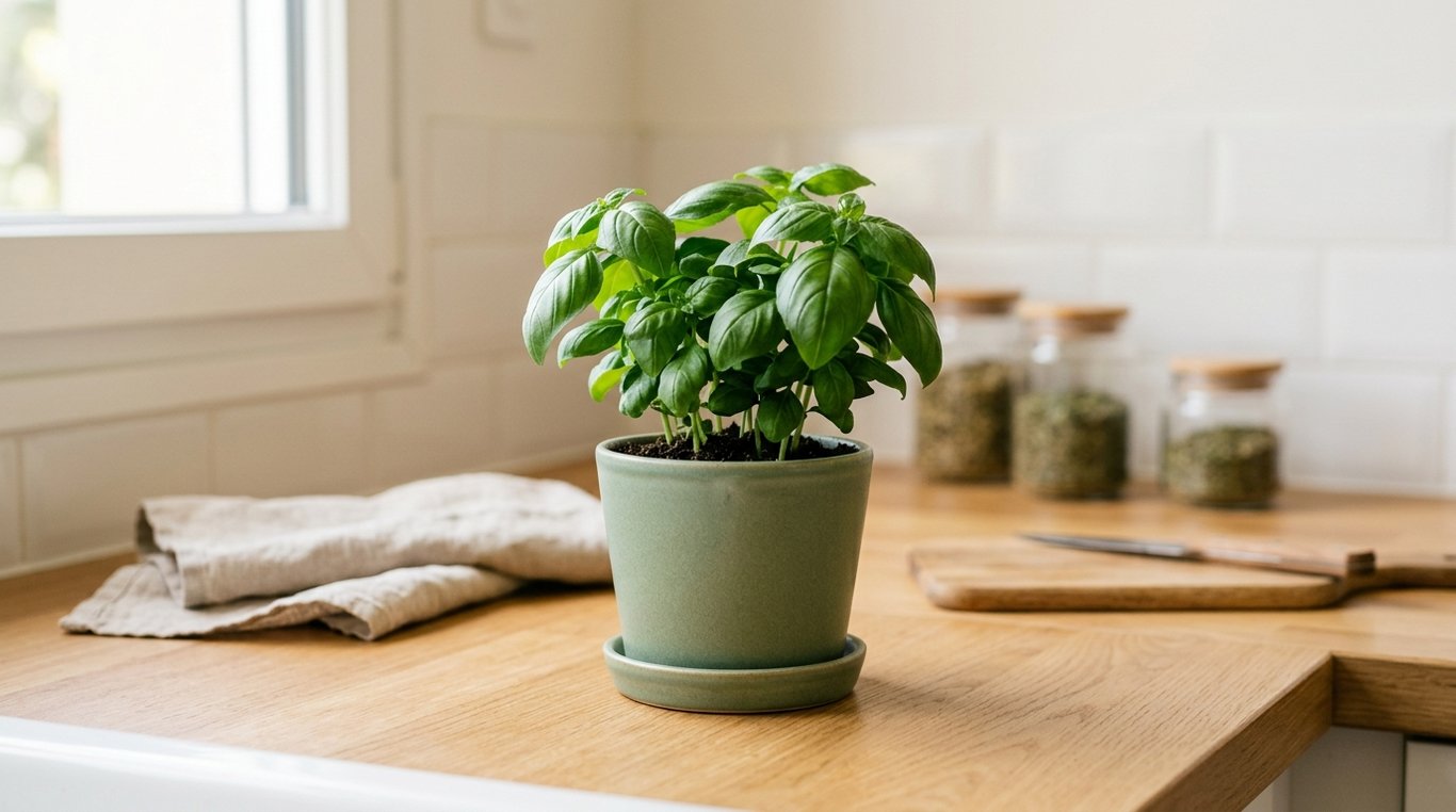 Pot Vert Feuille KitchPot avec une succulente