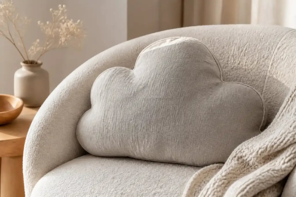 Housse de coussin en lin lavé beige