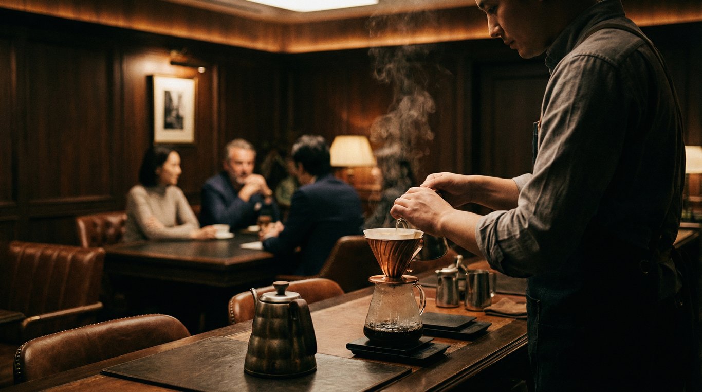 Gros plan sur une main gantée tenant une carte d'invitation dorée, texture luxueuse, ambiance feutrée.