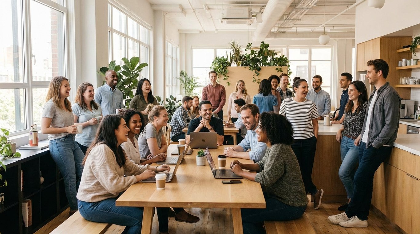 Portrait d'équipe chaleureux et authentique sur chantier d'une maison en ossature bois