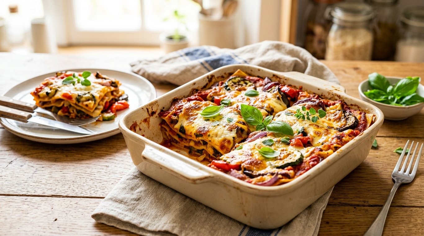 Lasagnes végétariennes avec légumes grillés et sauce béchamel