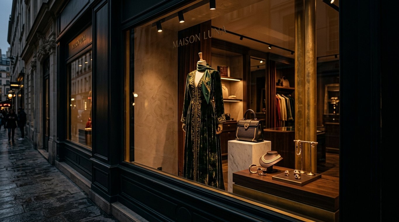 Vitrine élégante avec éclairage d'ambiance