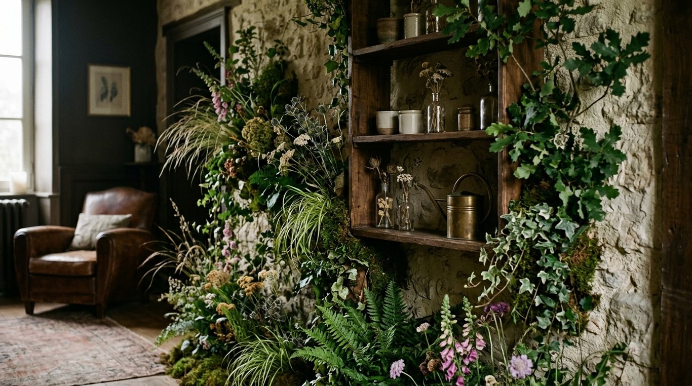 Herbier géant encadré dans un salon luxueux