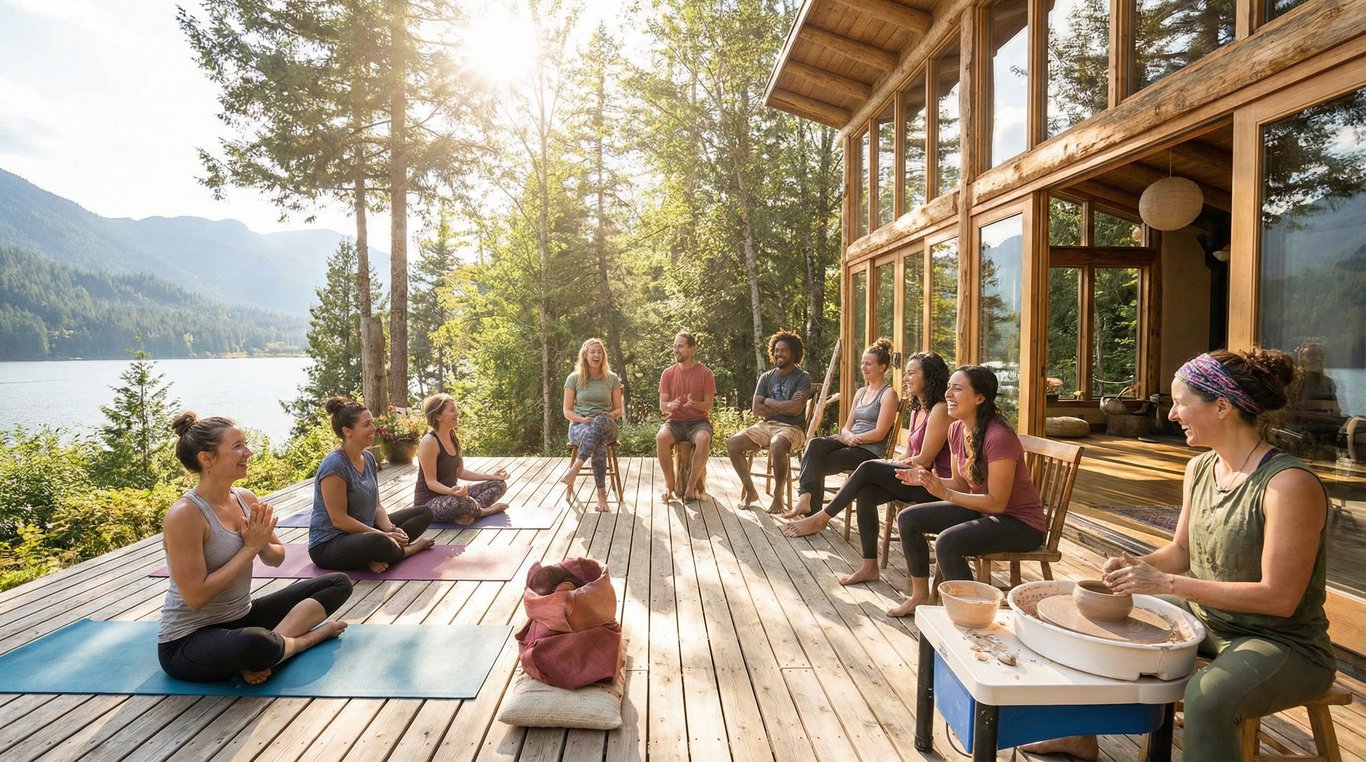 Domaine paisible en pleine nature à l'aube