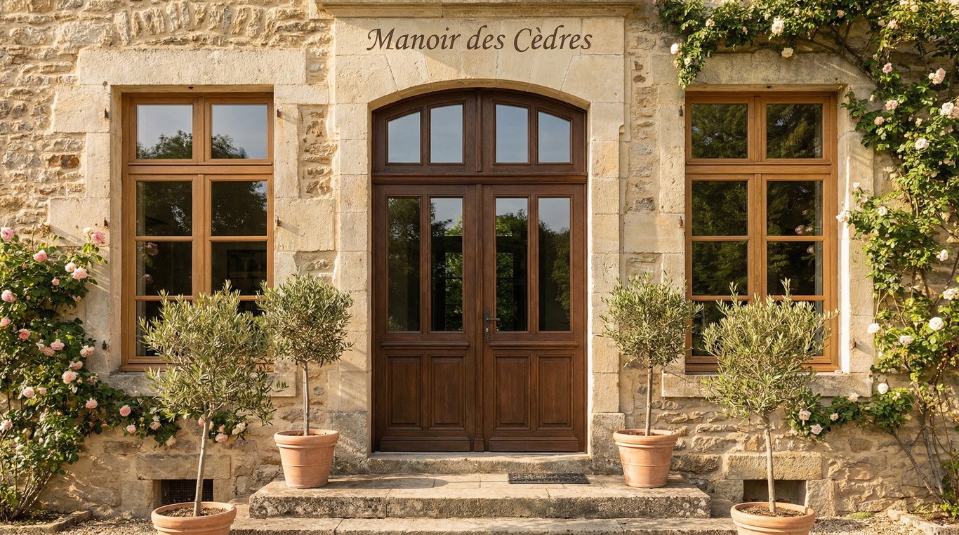 Porte d'entrée monumentale bois et verre