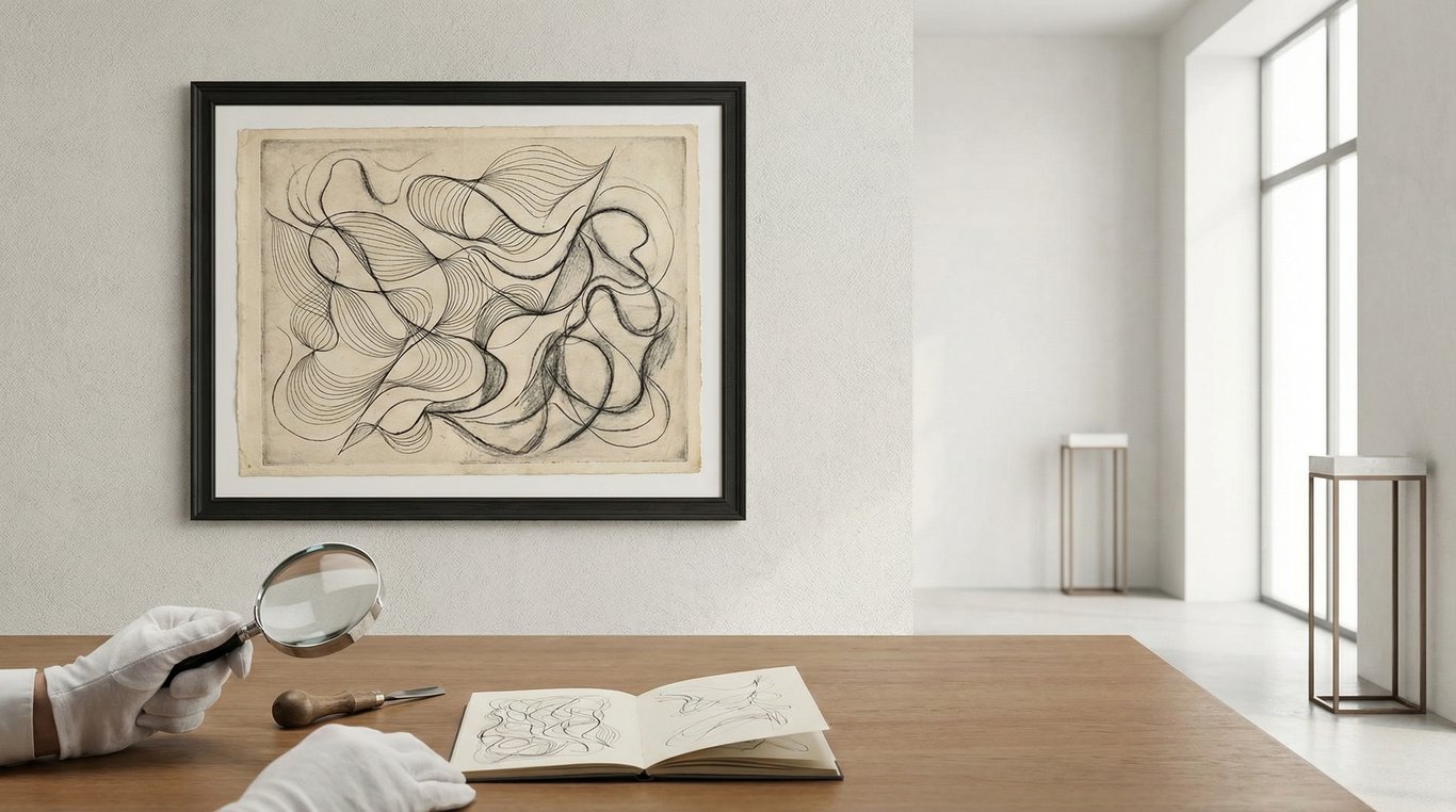 Portrait en noir et blanc de Marc-Antoine Vidal avec un carnet de croquis ouvert