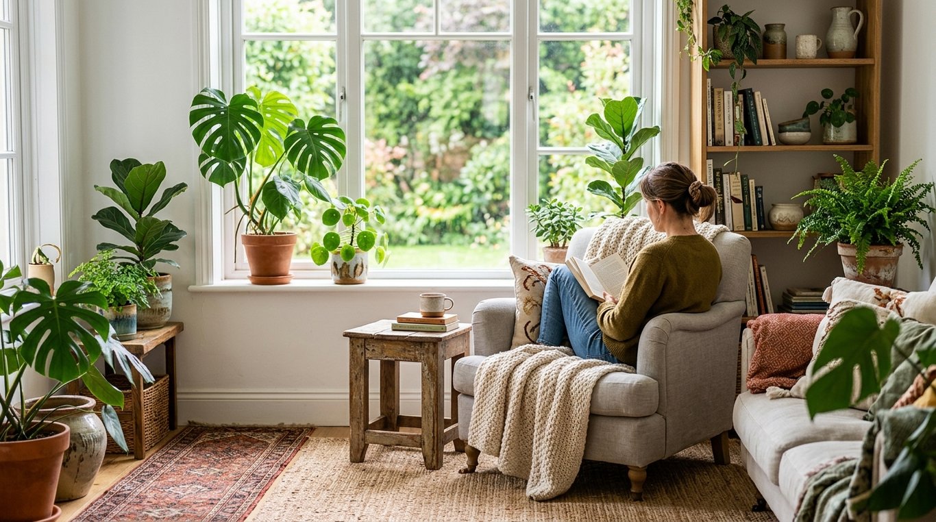 Avant : chambre avec décor peu chaleureux et peu de verdure.