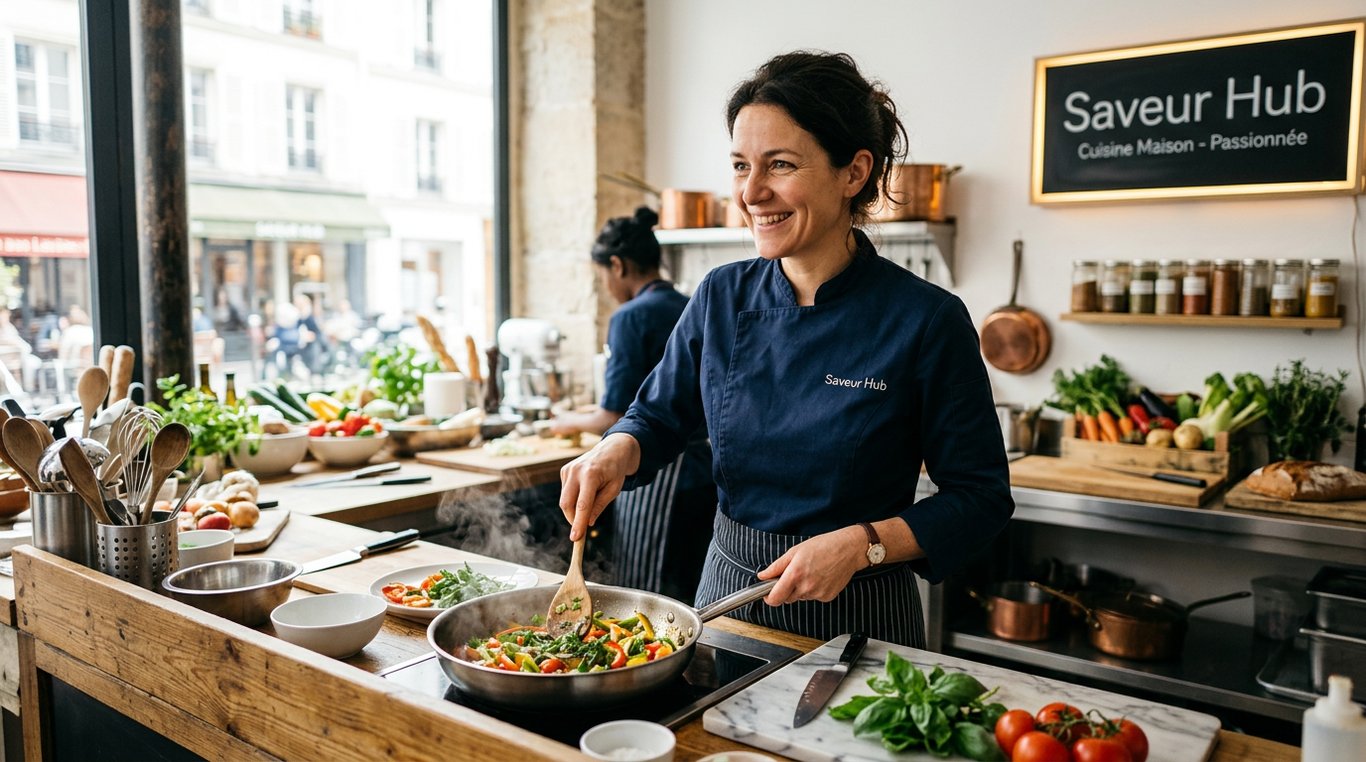 Portrait de Camille, cofondatrice et cheffe passionnée de Saveur Hub