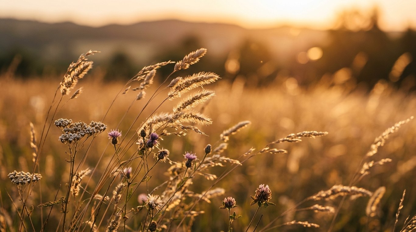 Jardin sauvage au crépuscule