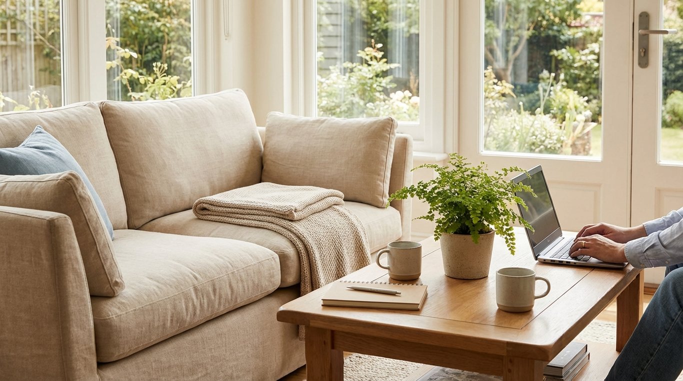 Une table dressée pour deux personnes, verres à vin et bougie allumée, ambiance intime et conviviale