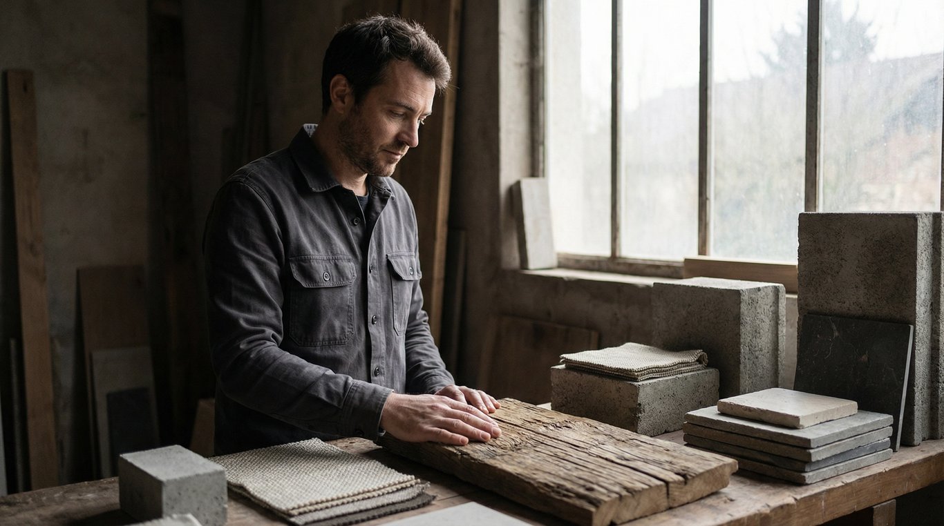 Portrait de Julien Lefèvre, Designer et spécialiste matériaux, silhouette en noir et blanc