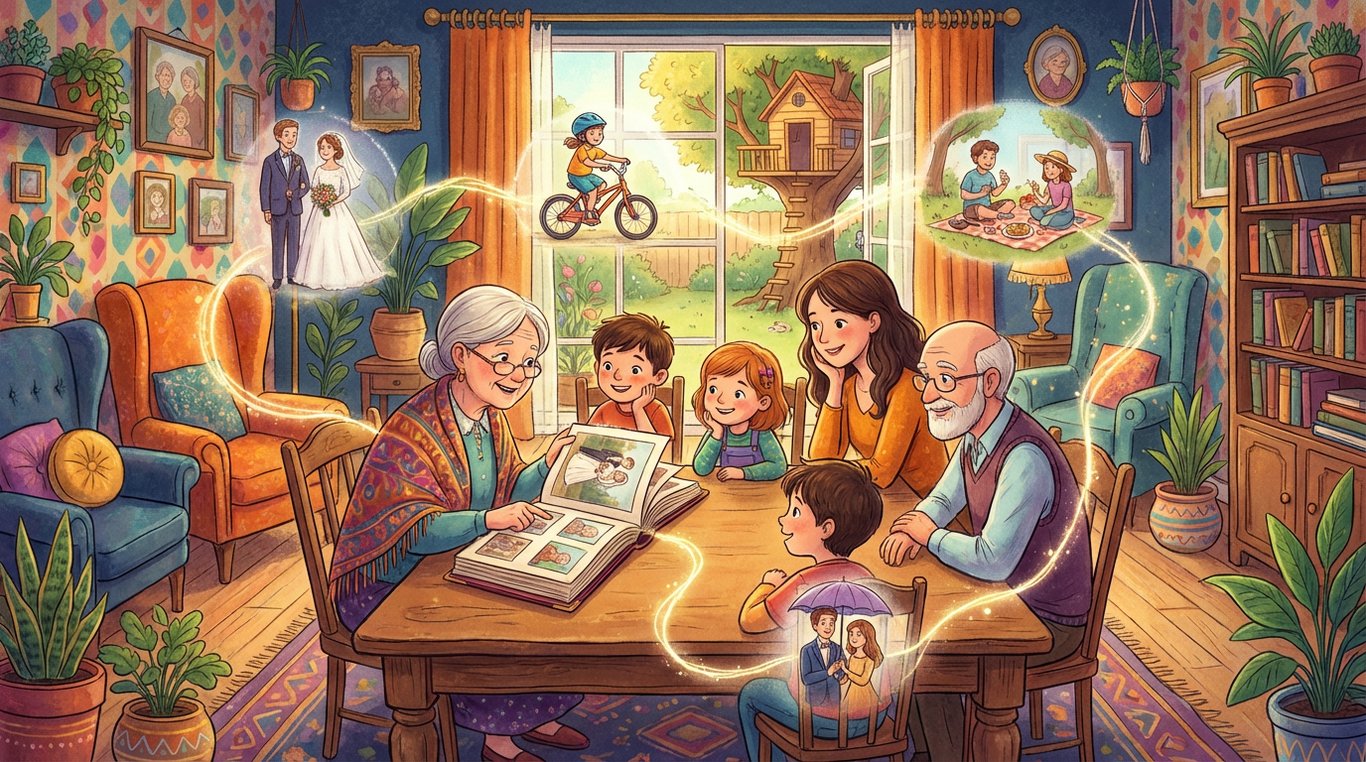 Jouets en bois sur sol damier