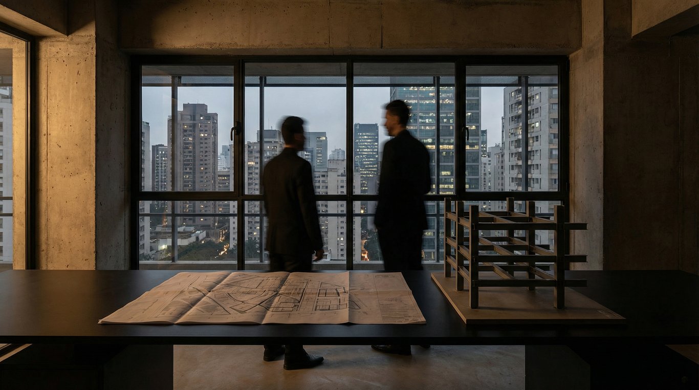 Portrait en noir et blanc de Julien Martin, ingénieur structure, visage avec trait jaune barré sur les yeux