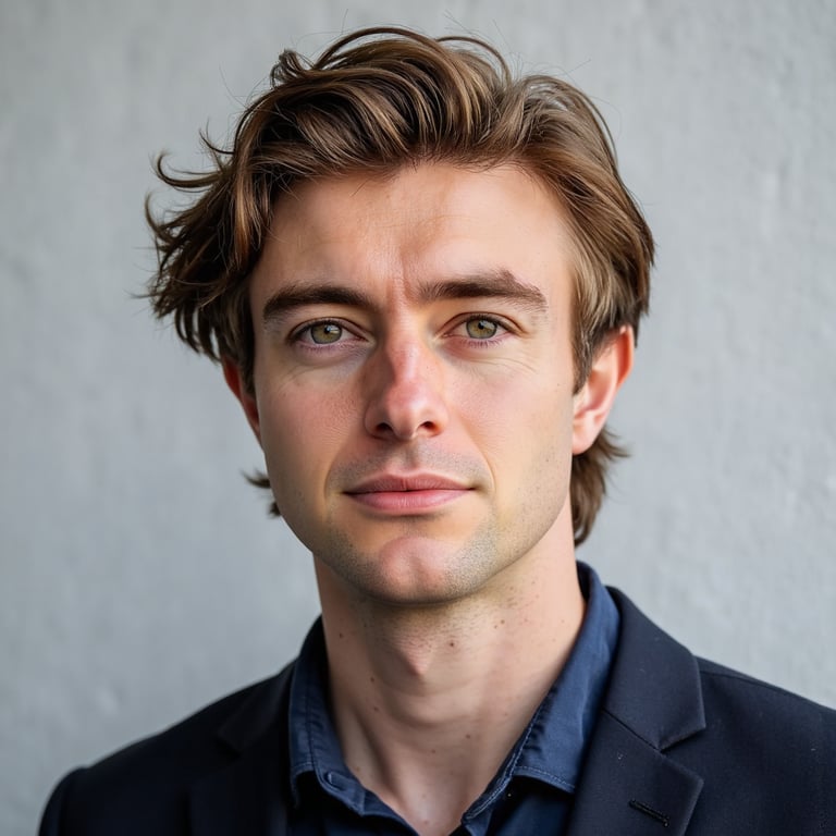 A highly realistic, highly detailed HDR passport photo of a man in his late 20s.