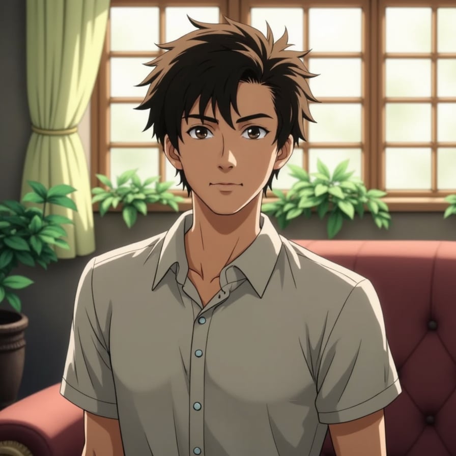 A detailed and exact visual replication of an iconic Studio Ghibli scene prominently featuring a male character, preserving the original colors, composition, atmosphere, and artistic style of the animation