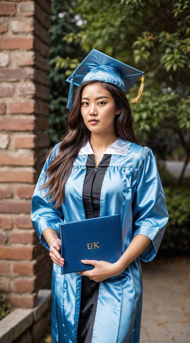 Graduate woman, academic regalia, celebrating achievement and mentorship.