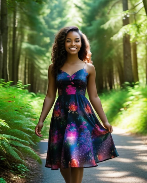 Energetic tropical adventurer, rainforest backdrop, lush greenery, and waterfalls.