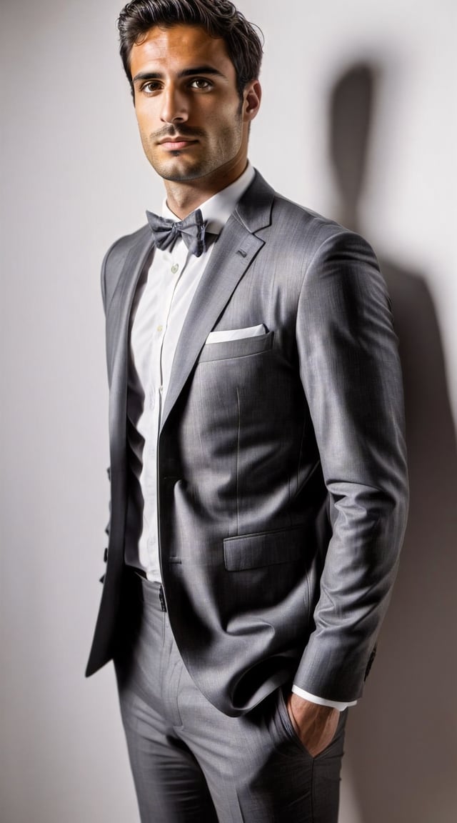 Confident man in suit, city backdrop, professional, bokeh.