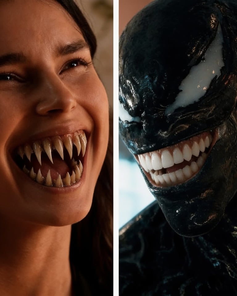 Edit the uploaded image only. Keep everything exactly the same except the teeth.